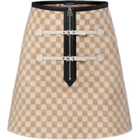 LOUIS VUITTON Leather Accent Damier Knit Skirt