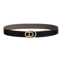 HERMES Calfskin Leather Belts Women's Black Width: 3.2CM