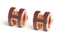 HERMES Earrings Women's Brown