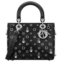 DIOR Lady Dior Calfskin Lady Dior Bag, One Shoulder Handbag Medium Size Women's Black