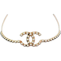 CHANEL Pearl Headbands Women's Gold/White