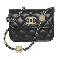 CHANEL Lambskin Shoulder Bag Crossbody Bag Women's Black