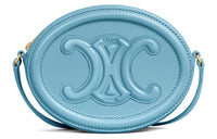 CELINE Triomphe Cow Leather Mooncake Bag Wallet Shoulder Bag Crossbody Bag Small Size Women's Denim Blue