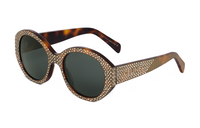 CELINE Acetate Crystal Irregular Shape Sunglasses Women's Deep Tortoiseshell