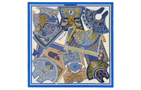 HERMES Silk Scarves Women's Blue