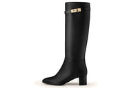 HERMES Story Knee-high Boots Women's Black