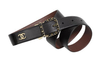 CHANEL Leather Belts Women's Black