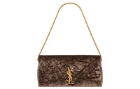 SAINT LAURENT KATE Fabric Cow Leather Patchwork Portable Crossbody Bag Shoulder Bag Women's Metallic Black