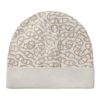 HERMES Cashmere Silk Knitted Fabric Beanies Women's Beige