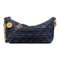 DIOR Cotton With Calfskin Hobo Bag Handbag Shoulder Bag Regular Women's Blue