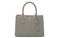 PRADA Galleria Killer Bag Ostrich Leather Shoulder Bag Crossbody Bag Handbag Medium Size Women's Light Gray