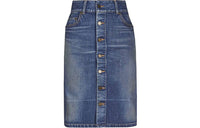 SAINT LAURENT High-waisted Denim Midi Skirt
