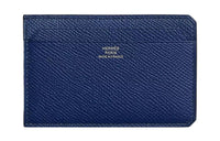 HERMES Epsom Calfskin Card Holder Women's 73 Bleu Saphir Sapphire Blue