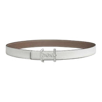 HERMES Calfskin, Metal, Palladium Plated Leather Belts Women's White Width 2.4CM