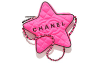 CHANEL Silk Satin One Shoulder Crossbody Clutches Women's Peach Pink