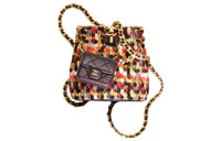 CHANEL Wool Twill Velvet Combo Backpack Small Size Women's Dark Purple/Orange/Multicolor