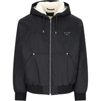 PRADA Re Nylon Triangle Logo Zipped Hooded Jacket