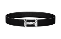 HERMES Cow Leather Belts Men's Black Width  3.8cm