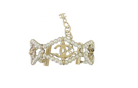 CHANEL Metal Glass Pearl Brass Crystal Bracelets Women's Gold
