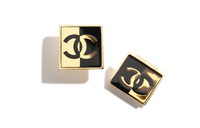 CHANEL Metal Resin Stud Earrings Women's Gold