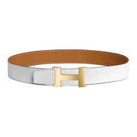 HERMES Calfskin Leather Belts Unisex White Umber Width: 3.8CM