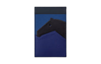 HERMES Cow Leather Patchwork Card Holder Men's Ink Blue