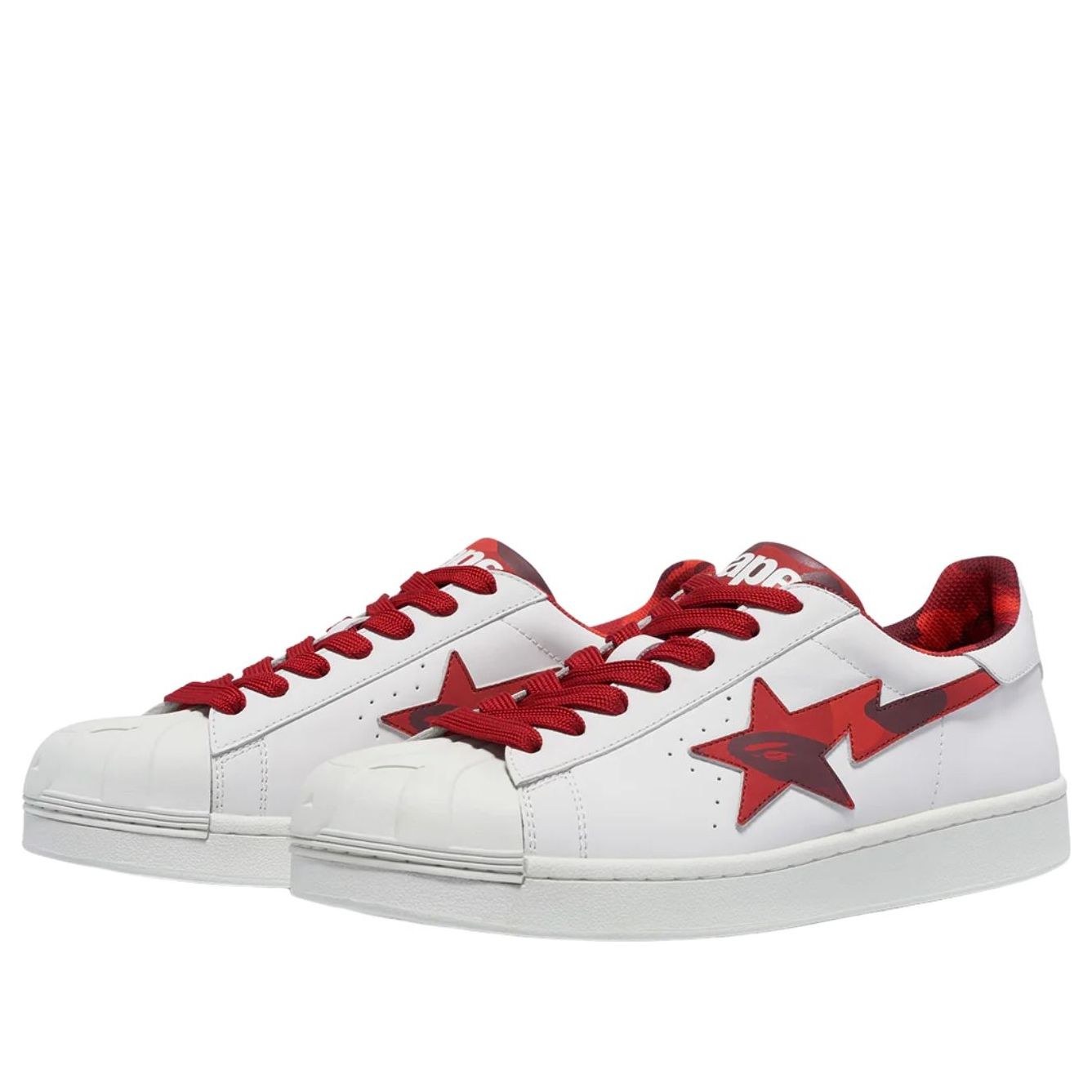 A Bathing Ape BAPE Skullsta M1 'White Red' 1J20-191-007-RED