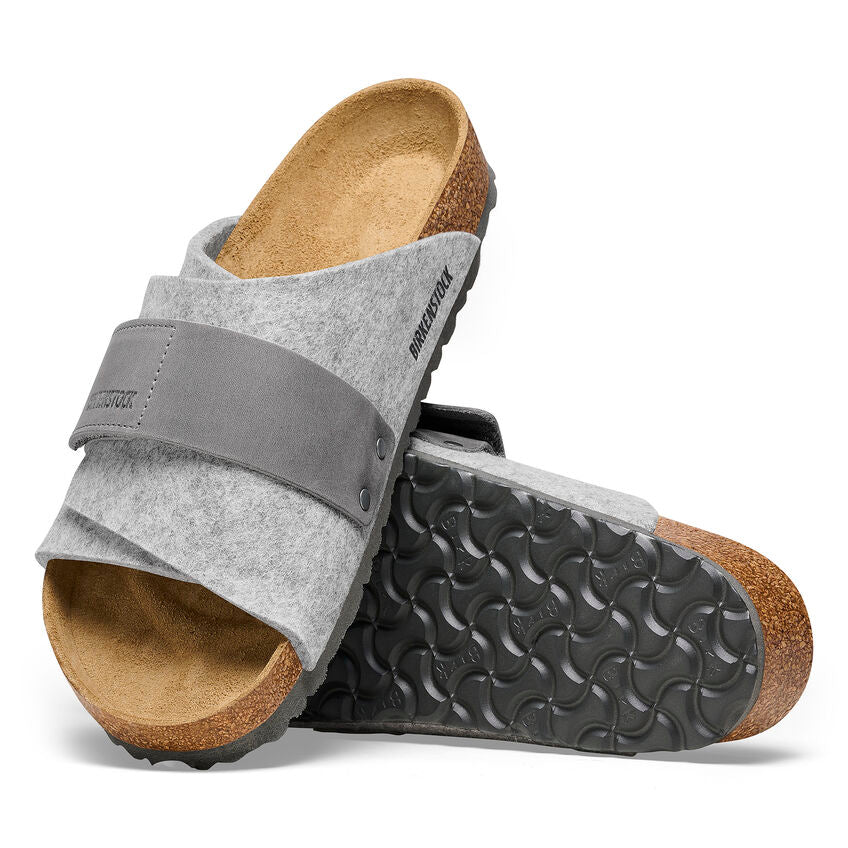 Birkenstock Kyoto Natural Leather Felt Narrow Fit 'Light Grey' 1025744