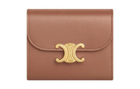 CELINE Triomphe Calfskin Wallet Small Size Women's Brown