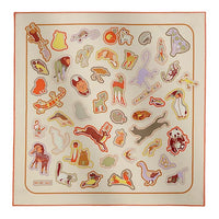 HERMES Mulberry Silk Scarves Women's Cream/Orange