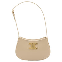 CELINE TILLY Calfskin Shoulder Bag Medium Size Women's Nude