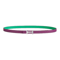 HERMES Silver Leather Belts Unisex Mint Green/Purple Width  1.3cm