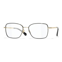 CHANEL Metal Square Eyeglass Frames Unisex Gold