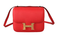 HERMES Constance Epsom Leather Shoulder Bag Crossbody Bag Mini Women's Tomato Red