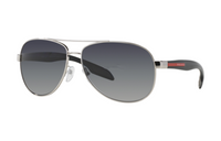 PRADA Plastic Metal Irregular Shape Sunglasses Men's Silver