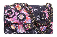 CHANEL Printed Fabric Crossbody Bag Shoulder Bag Women's Black & Multicolor