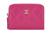CHANEL Grained Shiny Calfskin Coin Purse Regular Women's Pink