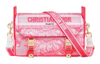 DIOR DiorCamp Canvas Messenger Bag, Shoulder Bag, Crossbody Bag Small Size Women's Neon Pink