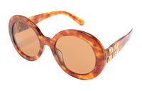 MIU MIU Metal Acetate Oval Sunglasses Women's Umber