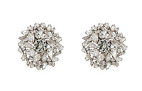 SAINT LAURENT Faux Crystal Metal Earrings Women's Silver