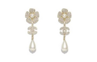 CHANEL Camellia Earrings Women's White