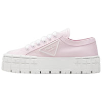 PRADA Wheel Double Nylon Gabardine Platform Shoes Women's Snow Pink