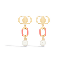 DIOR Resin, Pearl, Metal Earrings Women's Gold