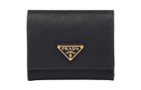 PRADA Saffiano Leather Wallet Trumpets Women's Black