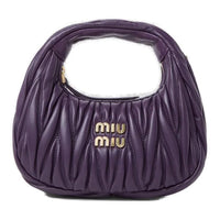 MIU MIU Nappa Leather Handbag Mini Women's Purple