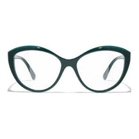 CHANEL Acetate Cat Eye Eyeglass Frames Women's Green