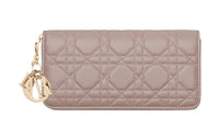 DIOR Lady Dior Lambskin Card Holders Clutches Wallets Women's Taupe