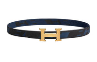 HERMES Nylon Other Belts Men's Dark Blue/Black Width: 3.2cm