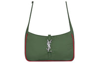 SAINT LAURENT LE5A7 Fabric Cow Leather Patchwork Shoulder Bag Crossbody Bag Women's Khaki Green/Red