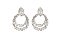 SAINT LAURENT Crystal Brass Glass Earrings Women's Silver